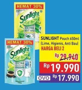 Promo Harga Sunlight Pencuci Piring Siwak Jeruk Limau, Higienis Plus With Habbatussauda, Anti Bau With Daun Mint 650 ml - Hypermart