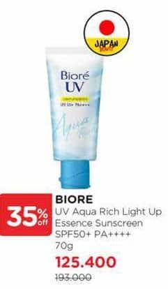 Promo Harga Biore UV Aqua Rich Light Up Essence SPF50++ 70 gr - Watsons