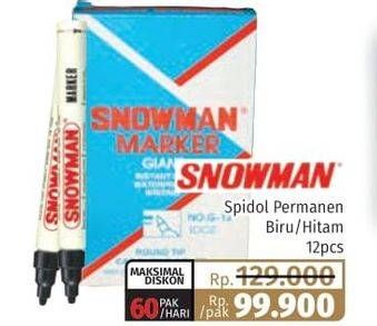 Promo Harga SNOWMAN Permanent Mark Black, Blue 12 pcs - Lotte Grosir