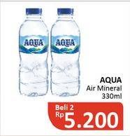 Promo Harga AQUA Air Mineral per 2 botol 330 ml - Alfamidi