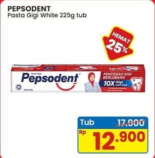 Promo Harga Pepsodent Pasta Gigi Pencegah Gigi Berlubang White 225 gr - Indomaret
