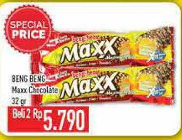 Promo Harga BENG-BENG Wafer Chocolate Maxx per 2 pcs 32 gr - Hypermart
