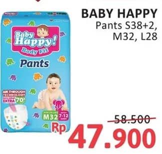 Promo Harga Baby Happy Body Fit Pants S38+2, M32, L28 28 pcs - Alfamidi