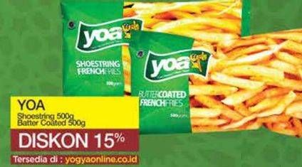 Promo Harga YOA French Fries Butter Coated, Shoestring 500 gr - Yogya