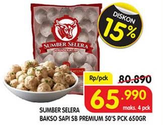Promo Harga SUMBER SELERA Bakso Sapi SB Premium 50 pcs - Superindo