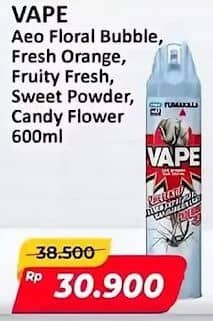 Promo Harga Fumakilla Vape Aerosol Floral Bubble, Fruity Fresh, Orange, Sweet Powder 600 ml - Alfamart