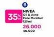 Promo Harga Nivea MicellAir Skin Breathe Micellar Water Oil Acne Care 125 ml - Watsons