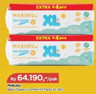 Promo Harga Makuku Comfort Fit Diapers Pants XL38+4 42 pcs - TIP TOP
