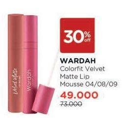 Promo Harga WARDAH Colorfit Velvet Matte Lip Mousse 04, 08, 09 4 gr - Watsons