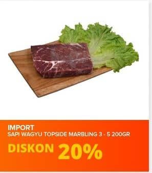 Promo Harga Beef Wagyu Top Side Marbling 3-5 per 200 gr - Yogya