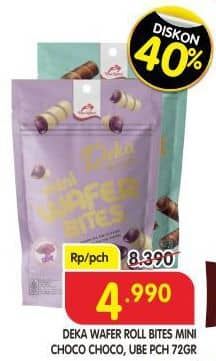 Promo Harga Deka Wafer Roll Bites Mini Choco Choco, Ube 80 gr - Superindo