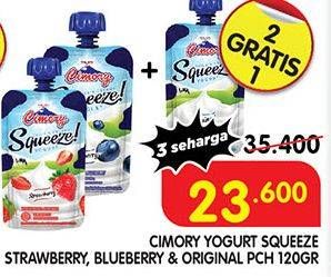 Promo Harga CIMORY Squeeze Yogurt Strawberry, Blueberry, Original 120 gr - Superindo