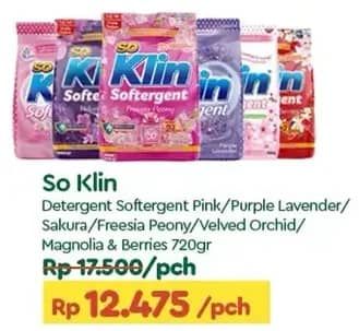 Promo Harga So Klin Softergent Rossy Pink, Purple Lavender, Soft Sakura, Velvet Orchid, Magnolia Berries 720 gr - TIP TOP