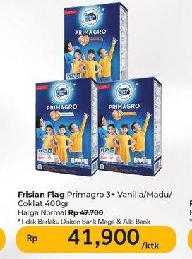 Promo Harga Frisian Flag Primagro 3+ Vanilla, Madu, Cokelat 400 gr - Carrefour