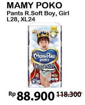 Promo Harga Mamy Poko Pants Royal Soft L28, XL24  - Alfamart