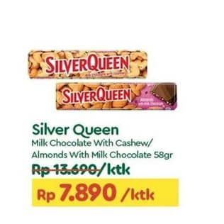 Promo Harga Silver Queen Chocolate Cashew, Almonds 58 gr - TIP TOP