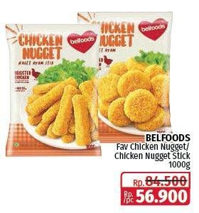 Promo Harga Belfoods Nugget Chicken Nugget Stick, Chicken Nugget 1000 gr - Lotte Grosir