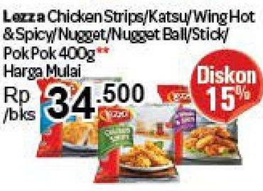 Promo Harga LEZZA Lezza Chicken Strips/Katsu/Pop Corn/Wing Hot & Spicy 400 gr - Carrefour