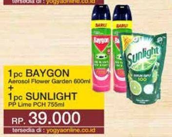 Promo Harga Baygon Aerosol+Sunlight Pencuci Piring  - Yogya