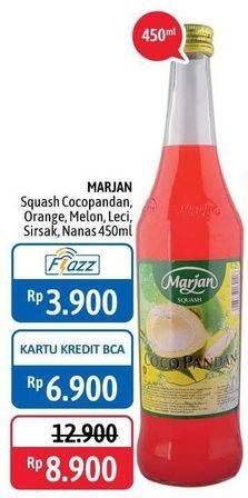 Promo Harga MARJAN Syrup Squash Coco Pandan, Orange, Melon, Leci, Sirsak, Nanas 450 ml - Alfamidi