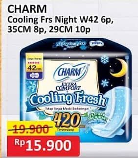 Promo Harga Charm Extra Comfort Cooling Fresh Wing 42cm, Wing 35cm, Wing 29cm 6 pcs - Alfamart