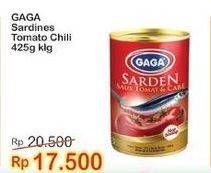 Promo Harga GAGA Sardines In Tomato Sauce Chilli/ Tomat Dan Cabe 425 gr - Indomaret