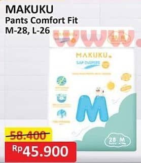 Promo Harga Makuku Comfort Fit Diapers Pants M28, L26 26 pcs - Alfamart