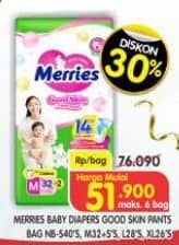 Promo Harga Merries Pants Good Skin S40, M34, L28, XL26 26 pcs - Superindo