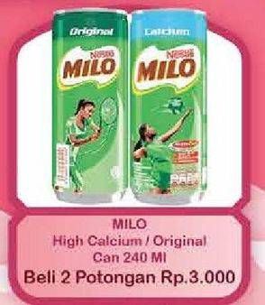 Promo Harga MILO Susu UHT Calcium, Original 240 ml - Hypermart