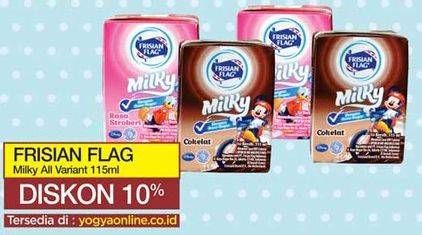 Promo Harga FRISIAN FLAG Susu UHT Milky Chocolate, Strawberry 115 ml - Yogya