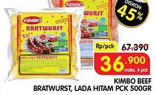 Promo Harga KIMBO Bratwurst Lada Hitam, Original 6 pcs - Superindo