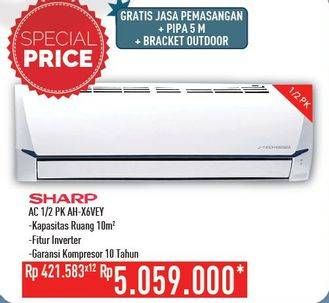 Promo Harga SHARP AH-X6VEY - AC 1/2PK  - Hypermart