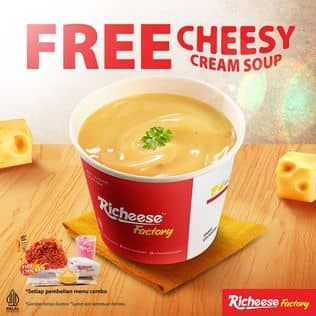 Promo Harga Free Cheesy Cream Soup  - Richeese Factory