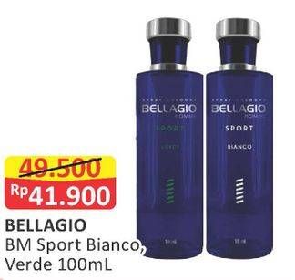 Promo Harga BELLAGIO Sport Spray Cologne Bianco, Verde 100 ml - Alfamart