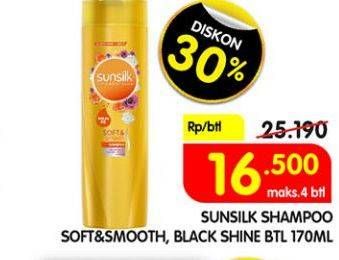 Promo Harga SUNSILK Shampoo Black Shine, Soft Smooth 170 ml - Superindo