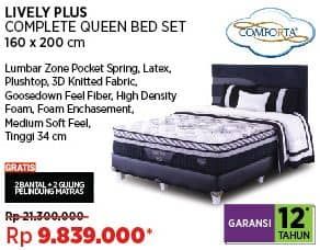 Promo Harga Comforta Lively Plus Complete Queen Bed Set 160 X 200 Cm  - COURTS