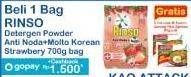 Promo Harga Rinso Anti Noda Deterjen Bubuk + Molto Korean Strawberry 700 gr - Indomaret