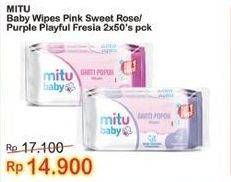 Promo Harga Mitu Baby Wipes Ganti Popok Pink Sweet Rose, Purple Playful Fressia 50 pcs - Indomaret