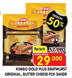 Promo Harga Kimbo Gold Plus Bratwurst Butter Cheese, Original 360 gr - Superindo