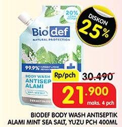 Promo Harga Biodef Body Wash Mint + Sea Salt, Mint + Yuzu 400 ml - Superindo
