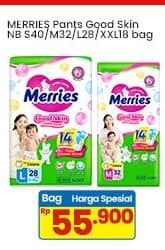 Promo Harga Merries Pants Good Skin S40, M32, L28, XXL18 18 pcs - Indomaret
