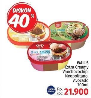 Promo Harga Walls Ice Cream Extra Creamy Vanchocochip, Neopolitano, Avocado  - LotteMart