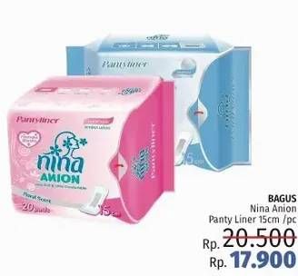 Promo Harga Bagus Nina Anion Pantyliner Floral Scent 15cm, Natural Scent 15cm 20 pcs - LotteMart