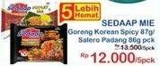 Sedaap Mie Goreng Korean Spicy/ Salero Padang