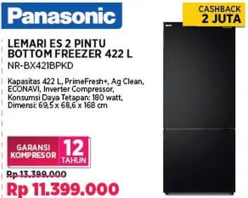 Promo Harga Panasonic NR-BX421BPKD 422 ltr - COURTS