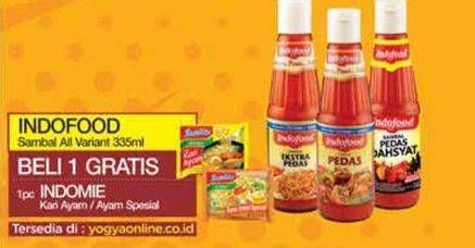 Promo Harga Beli 1 Indofood Sambal All Variant 335ml Gratis 1 Indomie Kari ayam/ayam special  - Yogya