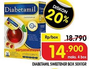 Promo Harga DIABETAMIL Sweetener per 50 sachet 1 gr - Superindo