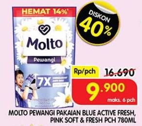 Promo Harga Molto Pewangi Active Fresh, Hijab Soft Fresh 780 ml - Superindo