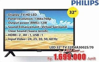 Promo Harga PHILIPS 32PHA3002S | Slim LED TV  - Hari Hari