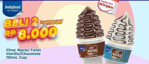 Promo Harga Indoeskrim Rocks Twist Chocolate, Vanilla 110 ml - Indomaret